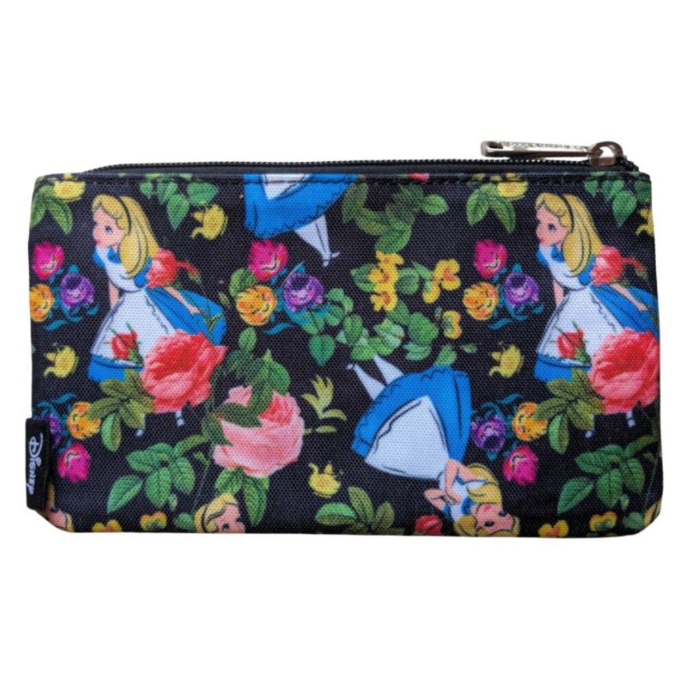 Loungefly Alice in Wonderland Floral AOP Nylon Pouch Cosmetic Pencil Pouch | NWT